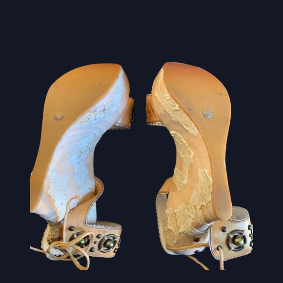 El Dantee Couture Stud Platform Wedge Sandals - Picture 3 of 4